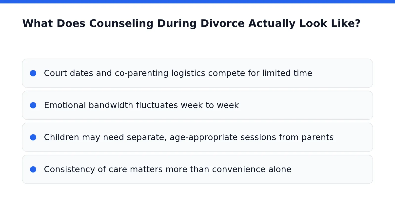 Therapist guiding a client through a divorce counseling session